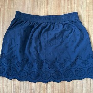 H&M Blue Embroidered Mini Skirt Sz 14